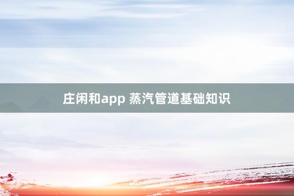 庄闲和app 蒸汽管道基础知识