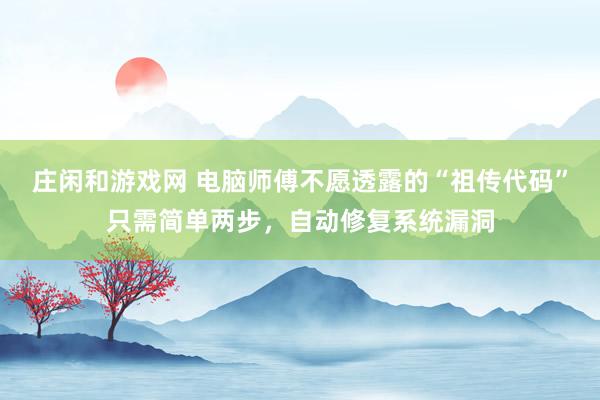庄闲和游戏网 电脑师傅不愿透露的“祖传代码”只需简单两步,自动修复系统漏洞