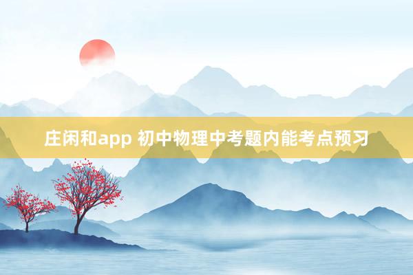 庄闲和app 初中物理中考题内能考点预习