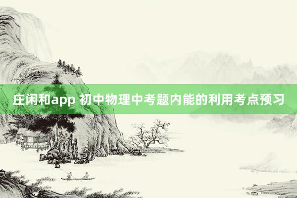 庄闲和app 初中物理中考题内能的利用考点预习