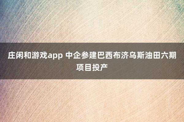 庄闲和游戏app 中企参建巴西布济乌斯油田六期项目投产
