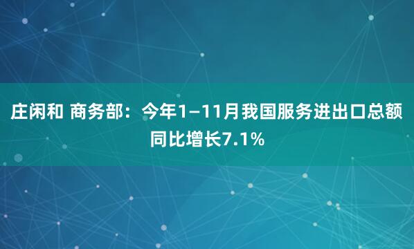庄闲和 商务部：今年1—11月我国服务进出口总额同比增长7.1%