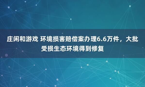 庄闲和游戏 环境损害赔偿案办理6.6万件，大批受损生态环境得到修复