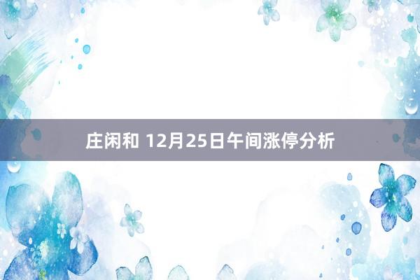 庄闲和 12月25日午间涨停分析