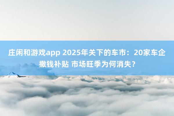 庄闲和游戏app 2025年关下的车市：20家车企撒钱补贴 市场旺季为何消失？