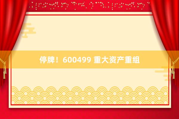 停牌！600499 重大资产重组