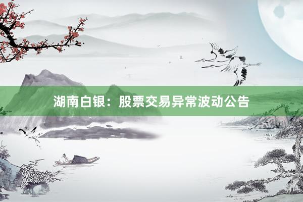 湖南白银：股票交易异常波动公告