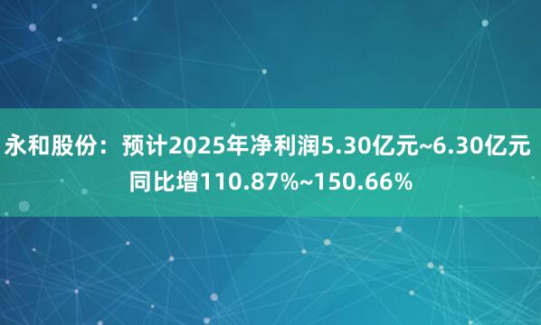 永和股份：预计2025年净利润5.30亿元~6.30亿元 同比增110.87%~150.66%