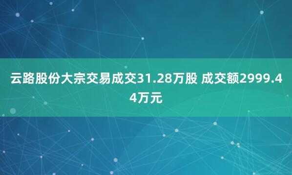 云路股份大宗交易成交31.28万股 成交额2999.44万元