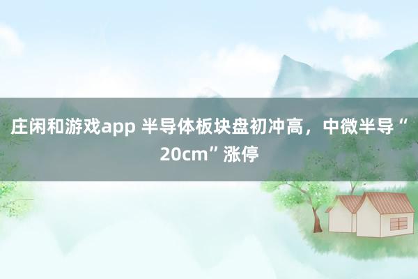 庄闲和游戏app 半导体板块盘初冲高，中微半导“20cm”涨停