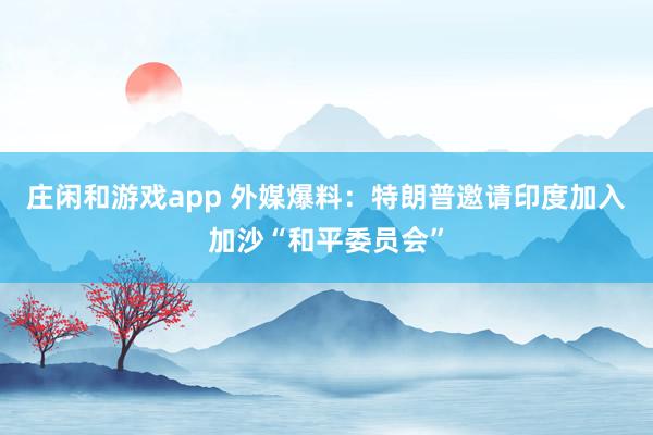 庄闲和游戏app 外媒爆料：特朗普邀请印度加入加沙“和平委员会”