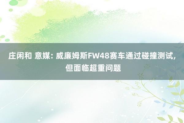庄闲和 意媒: 威廉姆斯FW48赛车通过碰撞测试, 但面临超重问题