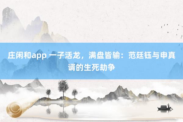 庄闲和app 一子活龙，满盘皆输：范廷钰与申真谞的生死劫争
