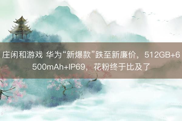 庄闲和游戏 华为“新爆款”跌至新廉价,512GB+6500mAh+IP69,花粉终于比及了