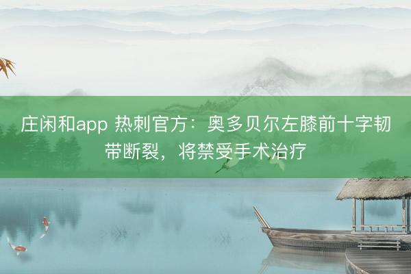 庄闲和app 热刺官方：奥多贝尔左膝前十字韧带断裂，将禁受手术治疗