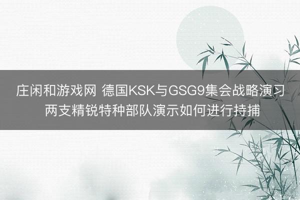 庄闲和游戏网 德国KSK与GSG9集会战略演习 两支精锐特种部队演示如何进行持捕